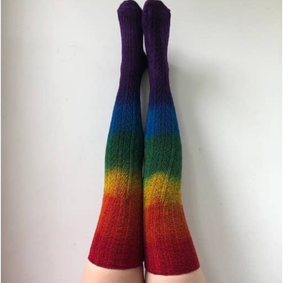 Ombré Hand Dyed cable Knit thigh high - Picture 5 of 11